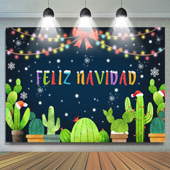 Lofaris Colorful Light Snow Cactus Mexico Christmas Backdrop