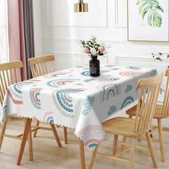 Lofaris Colorful Lines Rainbow Heart Rectangle Tablecloth