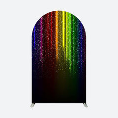 Lofaris Colorful Lines Sparkle Rainbow Black Arch Backdrop