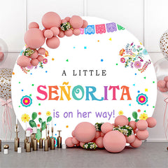 Lofaris Colorful Little Senorita Round Baby Shower Backdrop