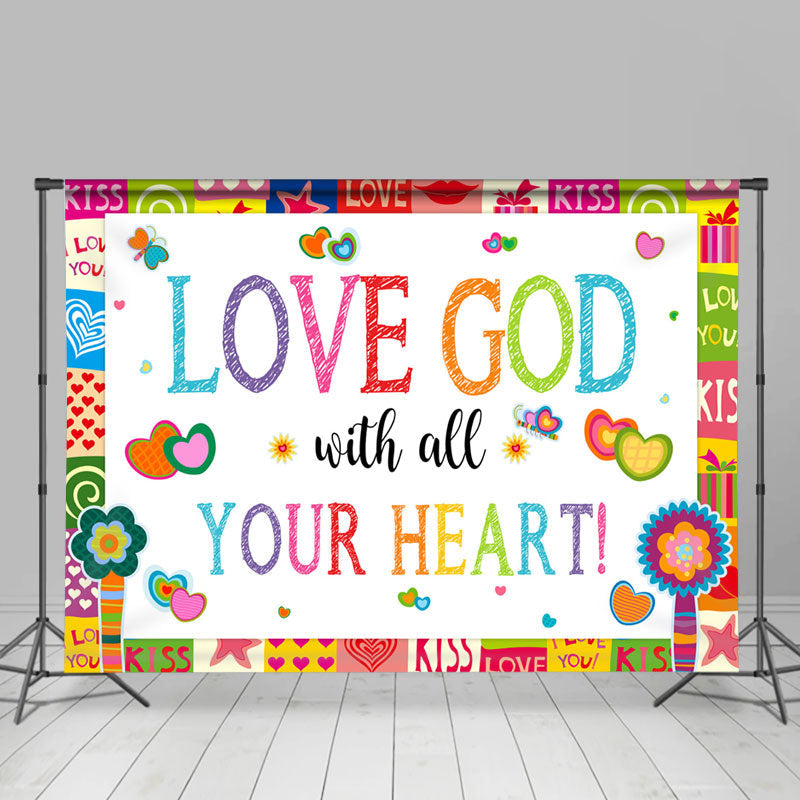 Lofaris Colorful Love Kiss Heart Valentines Day Backdrop