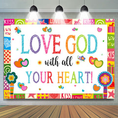 Lofaris Colorful Love Kiss Heart Valentines Day Backdrop