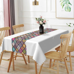 Lofaris Colorful Mandala Ethnic Plaid Rectangle Tablecloth