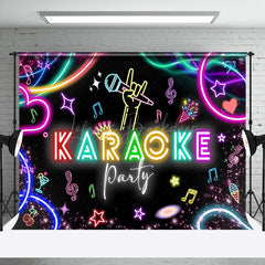 Lofaris Colorful Neon Black Musical Karaoke Party Backdrop