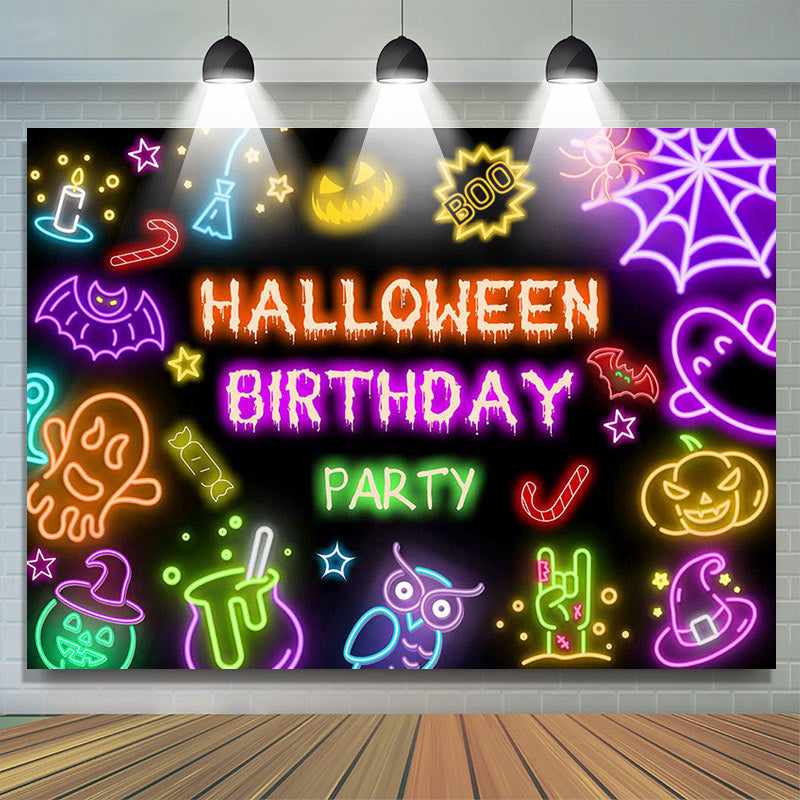 Lofaris Colorful Neon Halloween Backdrop For Birthday Party