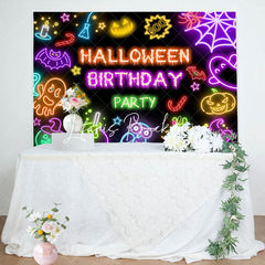 Lofaris Colorful Neon Halloween Backdrop For Birthday Party