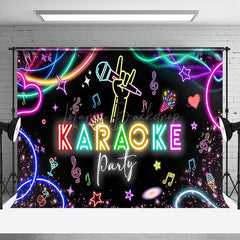 Lofaris Colorful Neon Microphone Karaoke Party Backdrop