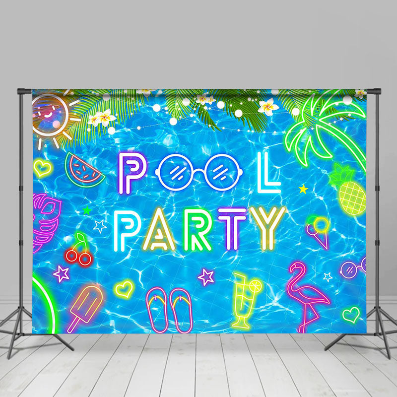 Lofaris Colorful Neon Summer Swimming Pool Party Backdrop