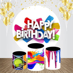 Lofaris Colorful Oil Paint Brush Round Birthday Backdrop Kit