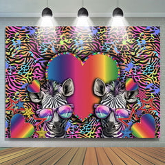 Lofaris Colorful Paint Cute Zebra Valentines Day Backdrop