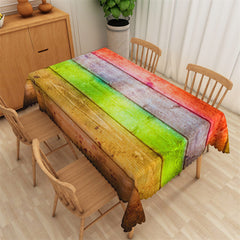 Lofaris Colorful Paint Wooden Texture Rectangle Tablecloth