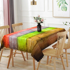 Lofaris Colorful Paint Wooden Texture Rectangle Tablecloth