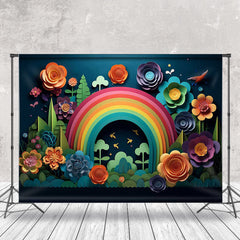 Lofaris Colorful Paper Flower Rainbow Forest Photo Backdrop