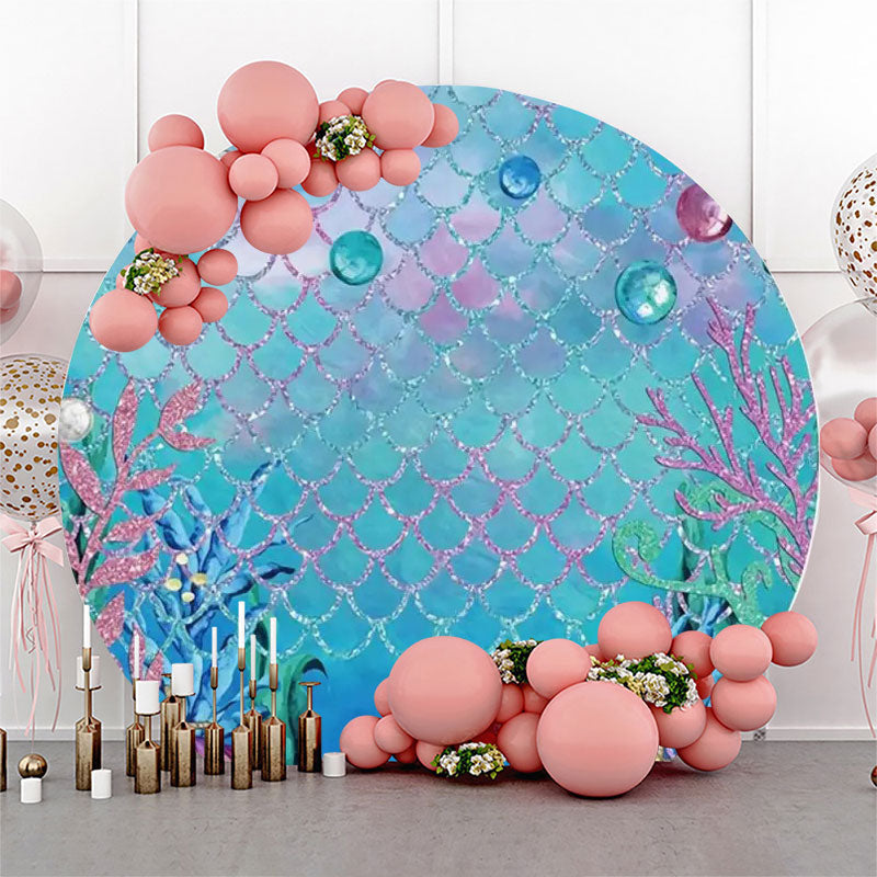 Lofaris Colorful Pearl Coral Fish Scales Girl Round Backdrop