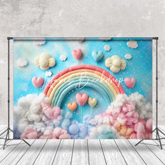 Lofaris Colorful Plush Rainbow Heart Cake Smash Backdrop