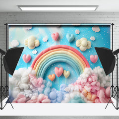 Lofaris Colorful Plush Rainbow Heart Cake Smash Backdrop