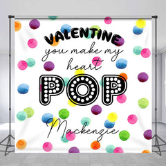 Lofaris Colorful Pop It Custom Name Valentines Day Backdrop