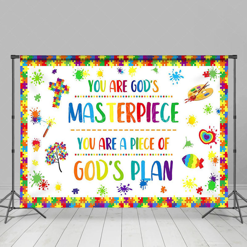 Lofaris Colorful Puzzle Painted Christian Gods Plan Backdrop