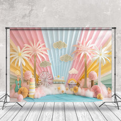 Lofaris Colorful Rainbow Cloud Babychella Cake Smash Backdrop