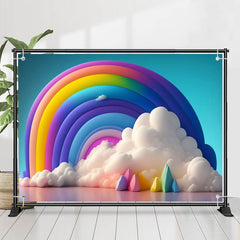 Lofaris Colorful Rainbow Cloud Balloons Birthday Backdrop