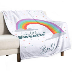 Lofaris Colorful Rainbow Little Sweetie Custom Name Blanket