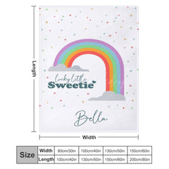 Lofaris Colorful Rainbow Little Sweetie Custom Name Blanket