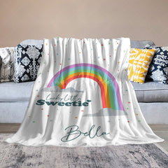 Lofaris Colorful Rainbow Little Sweetie Custom Name Blanket