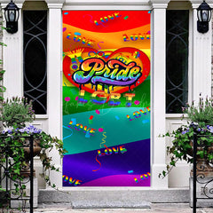 Lofaris Colorful Rainbow Ribbon Love Pride Month Door Cover