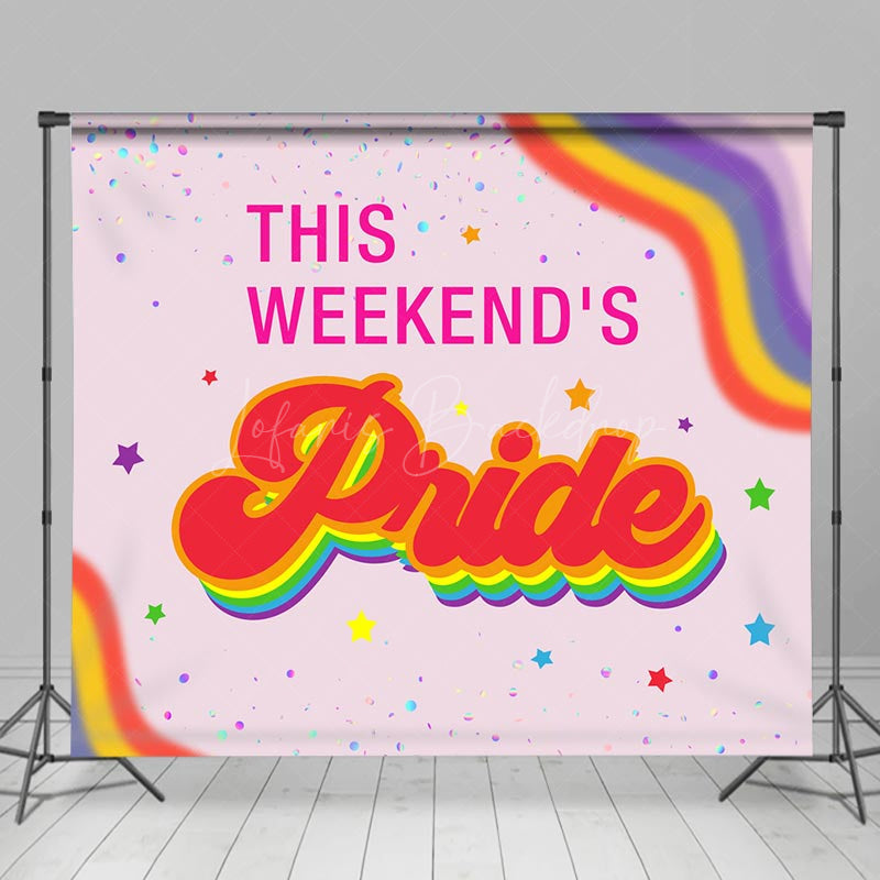 Lofaris Colorful Rainbow Stars Sequins Pride Month Backdrop