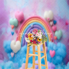 Lofaris Colorful Rainbow Woolen Cake Smash Photo Backdrop