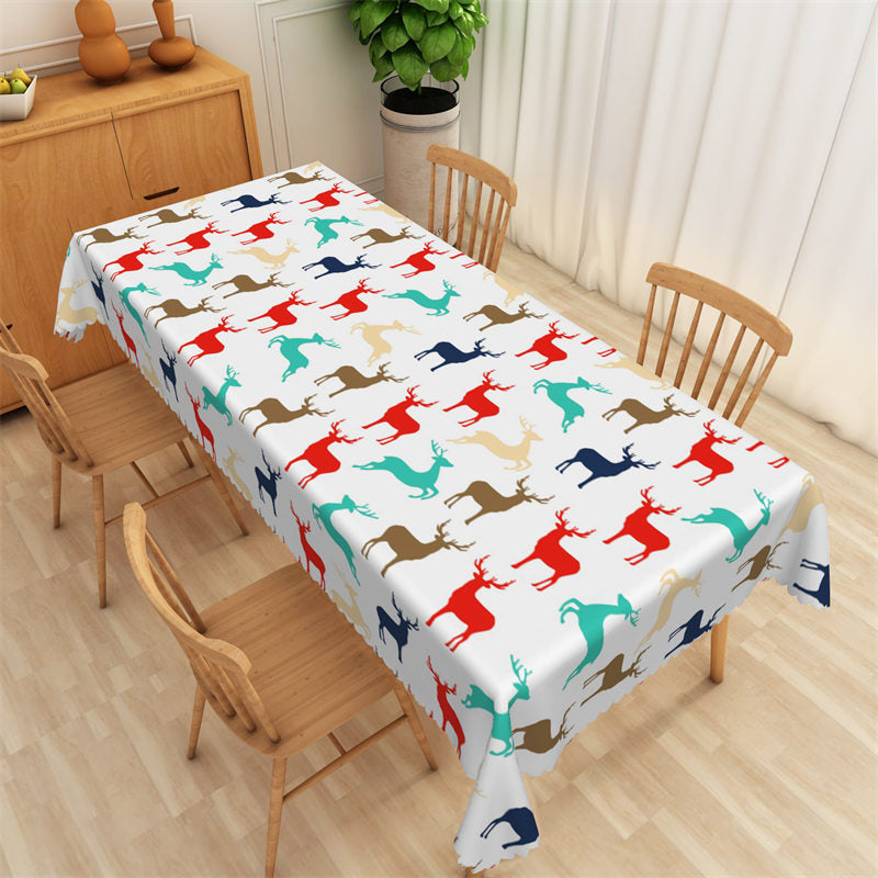 Lofaris Colorful Reindeer Patterns Christmas Tablecloth