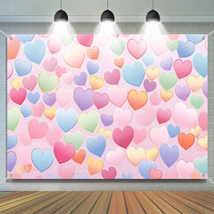 Lofaris Colorful Repeat Hearts Pink Valentines Day Backdrop