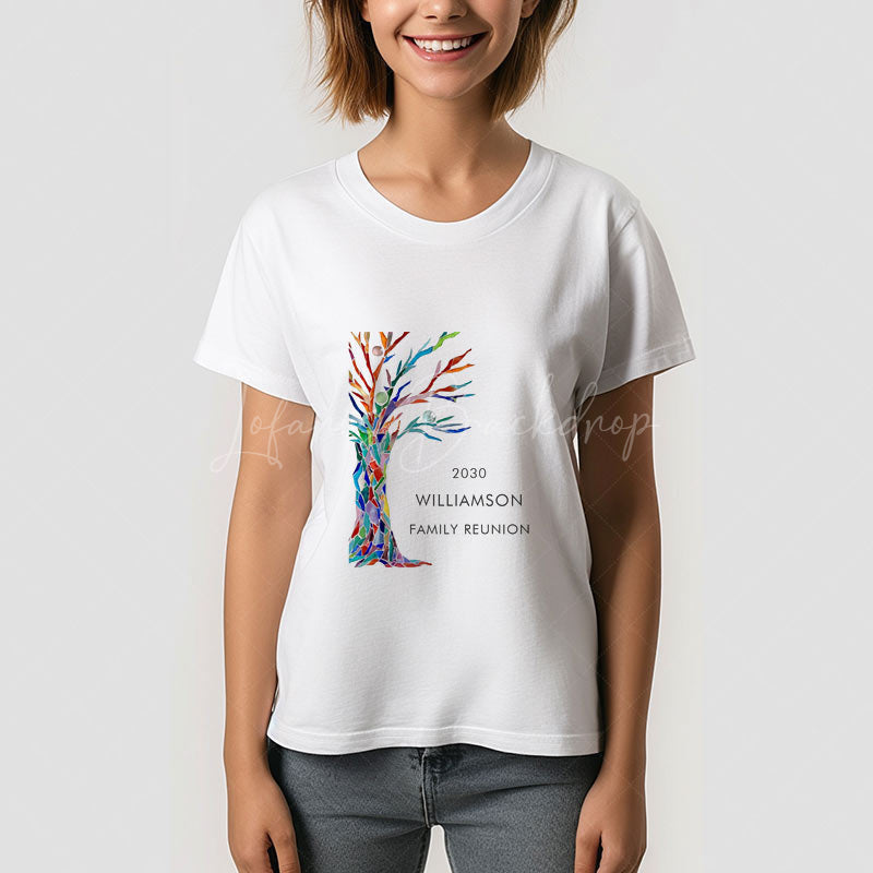 Lofaris Colorful Retro Tree Custom Family Reunion T-Shirt