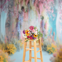 Lofaris Colorful Retro Wall Floral Wedding Photo Backdrop