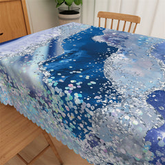 Lofaris Colorful Ribbons Blue Abstract Glitter Fabric Tablecloth