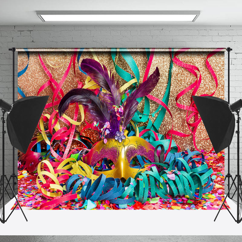 Lofaris Colorful Ribbons Mask Masquerade Cake Smash Backdrop