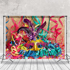 Lofaris Colorful Ribbons Mask Masquerade Cake Smash Backdrop