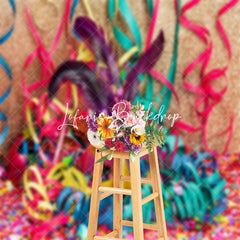 Lofaris Colorful Ribbons Mask Masquerade Cake Smash Backdrop