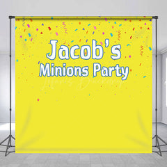 Lofaris Colorful Ribbons Yellow Custom Name Party Backdrop