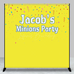 Lofaris Colorful Ribbons Yellow Custom Name Party Backdrop