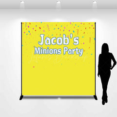 Lofaris Colorful Ribbons Yellow Custom Name Party Backdrop