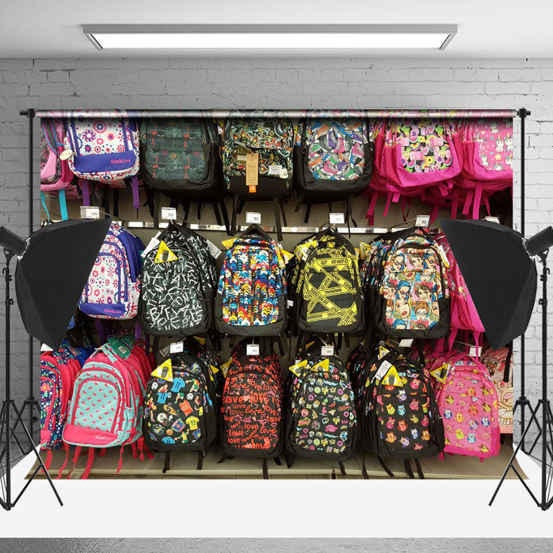 Lofaris Colorful School Bag Shop Photo Back To Backdrop