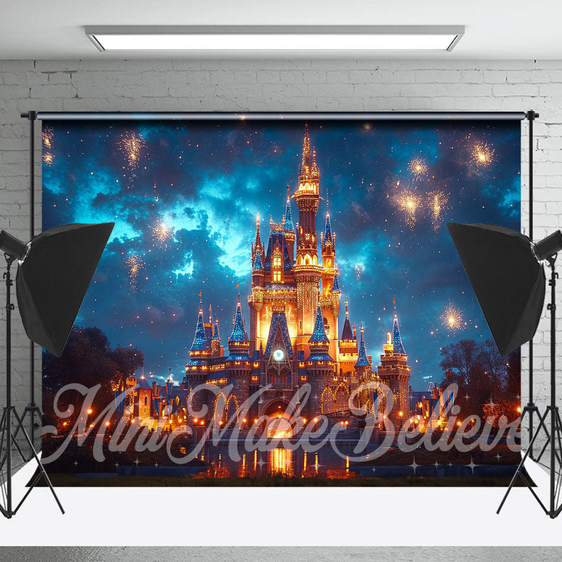 Lofaris Colorful Sparkle Night Castle Backdrop For Photo