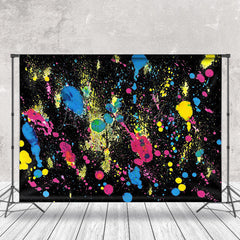 Lofaris Colorful Splash Paint Black Graffiti Wall Backdrop