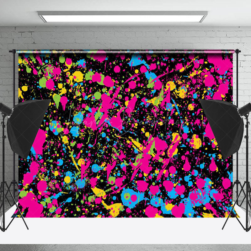 Lofaris Colorful Splashing Ink Black Photo Booth Backdrop