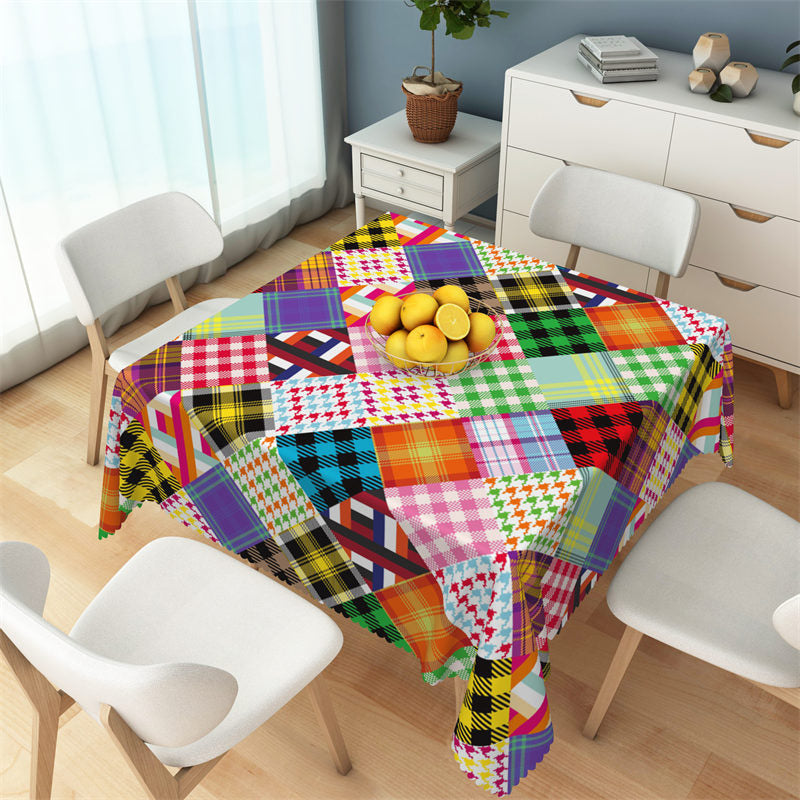 Lofaris Colorful Splice Classic Checkered Square Tablecloth