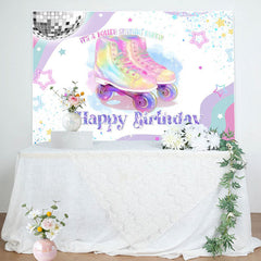 Lofaris Colorful Star Roller Skating Birthday Party Backdrop