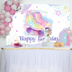 Lofaris Colorful Star Roller Skating Birthday Party Backdrop