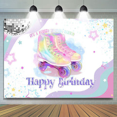 Lofaris Colorful Star Roller Skating Birthday Party Backdrop