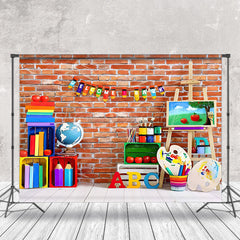 Lofaris Colorful Stationery Brick Wall Cake Smash Backdrop